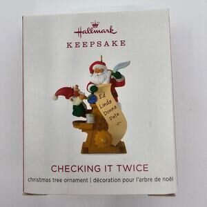 Hallmark Keepsake Checking It Twice Santa Motion Ornament Ed Linda Donna Pete